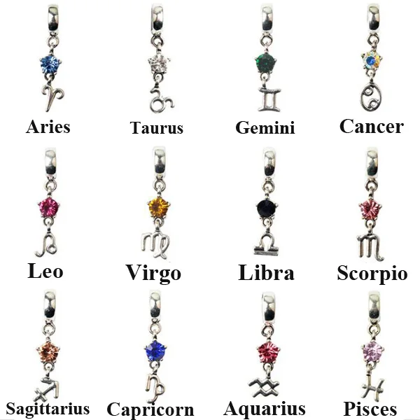 

Maxi Long Twelve Constellations Patterns Crystal Pendant Beads Fit Bracelets Necklaces for Women DIY Jewelry Birthday Gifts