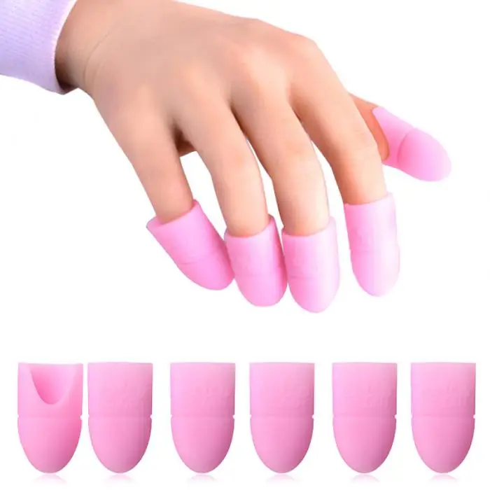 5 Pcs Nail Art Soak Off Cap Clip Elastic Silicone Tips UV Gel Polish Remover Wrap Reuseable Manicure Nails Cleaning Tool MSI-19