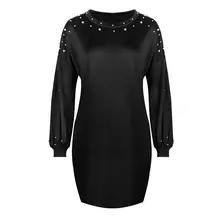 Летнее платье женское повседневное пляжное короткое платье с круглым вырезом и длинным рукавом Мини платье Сексуальное черное вечернее платье Vestidos s-xl