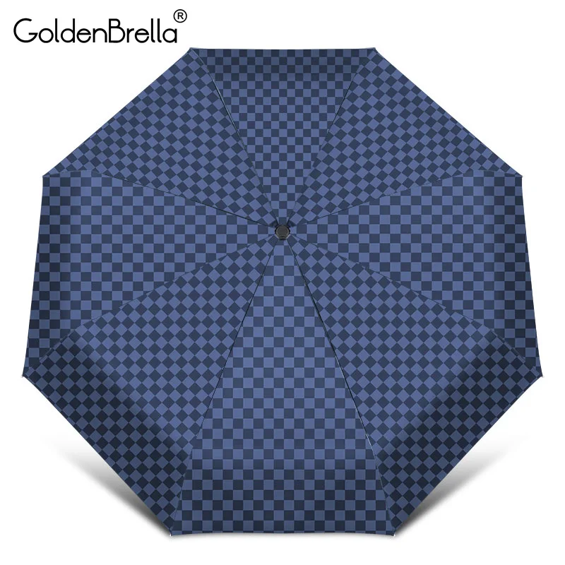 

Big 120cm Umbrella Rain Women Automatic 3Folding 10k Aluminum Alloy Windproof Grid Business Umbrella For Men Travel Umbrellas