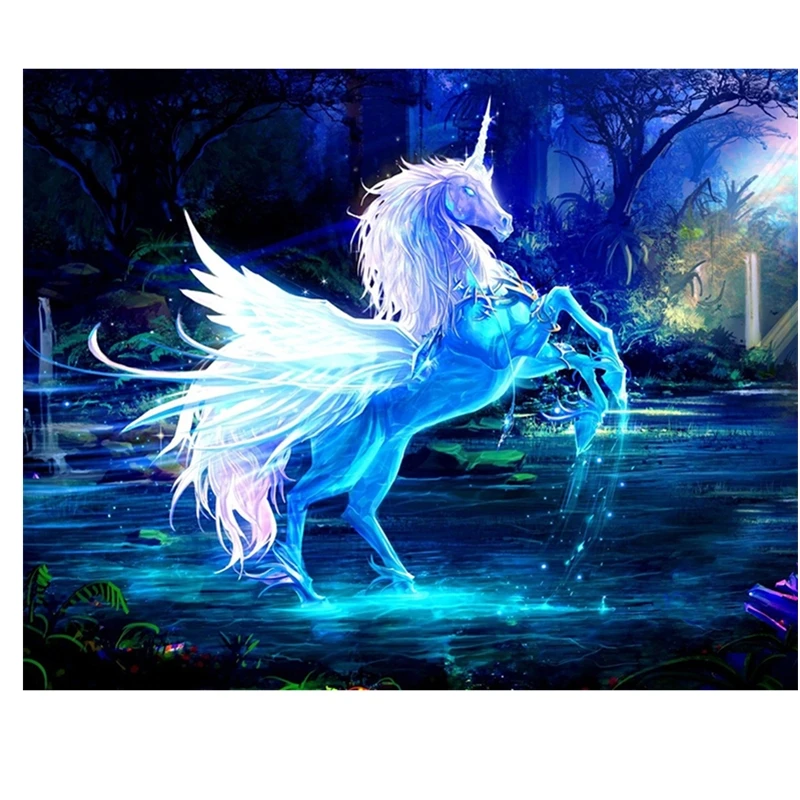 

100% Diamond Painting Kits for Adults, 5D DIY Full Drill Diamond Art Kit Unicorn fly Rhinestone,Paint with Diamond for Home Wall