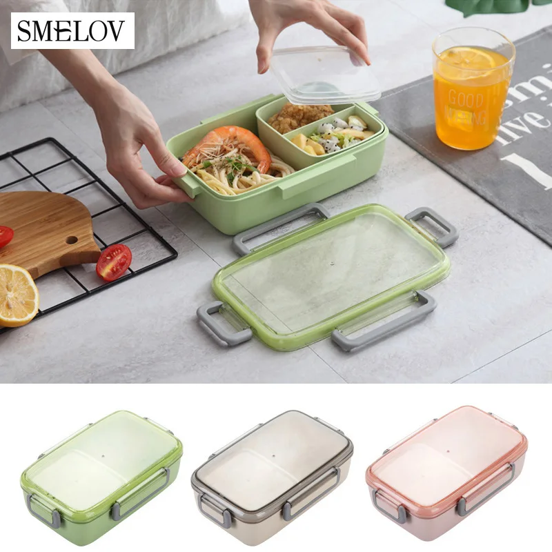 

portable Microwave Lunch Box Food Container Bamboo fiber Leak-Proof Bento Box 3 Independent Lattices School Picnic Lunch box