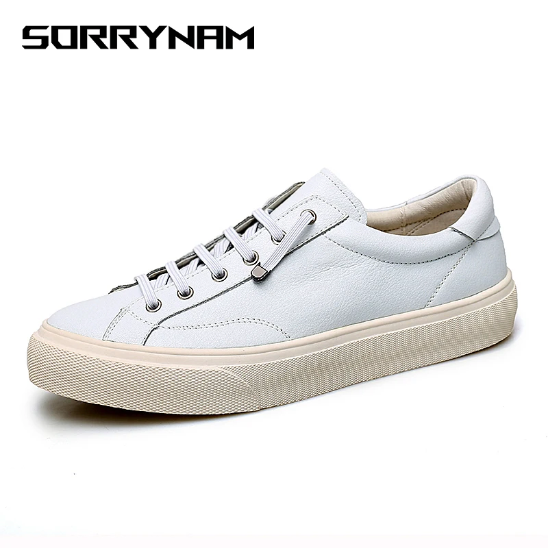 

Spring New Men Casual Shoes Breathable Wear Resistant Shoes Comfortable Summer White Round Toe Lace up Flat Sneakers