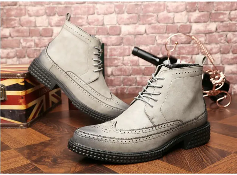 Men's Boot Lace-up Men Boots Genuine Leather Winter Black Chelsea Boots Mens Ankle Military Boots' Men Desert winter shoes mens  (12)