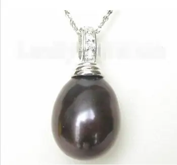 

Free Shipping >>>>>GENUINE PEAR 16MM BLACK SOUTH SEA TAHITIAN PEARL PENDANT NECKLACE 925