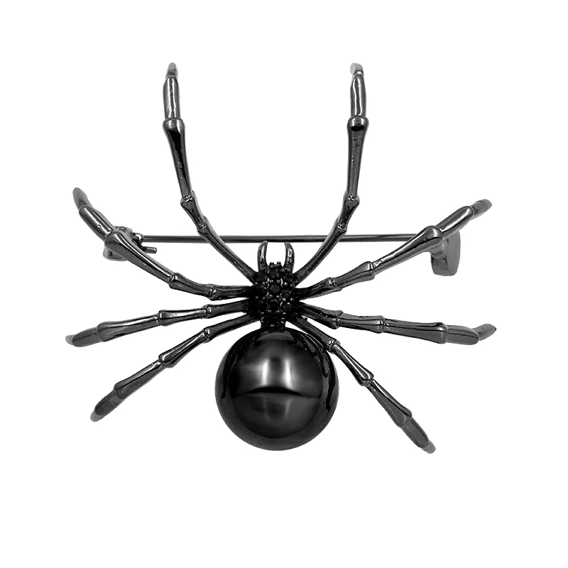 

baiduqiandu Brand Gun Black Color Plated Copper Spider Brooch with Cubic Zirconia Crystal Diamante