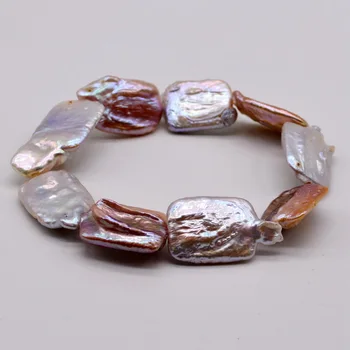 

Colored square pearl bracelet. Natural baroque pearl. color. Natural shaped pearl. Stretch line pearl bracelet. Ladies bracelet