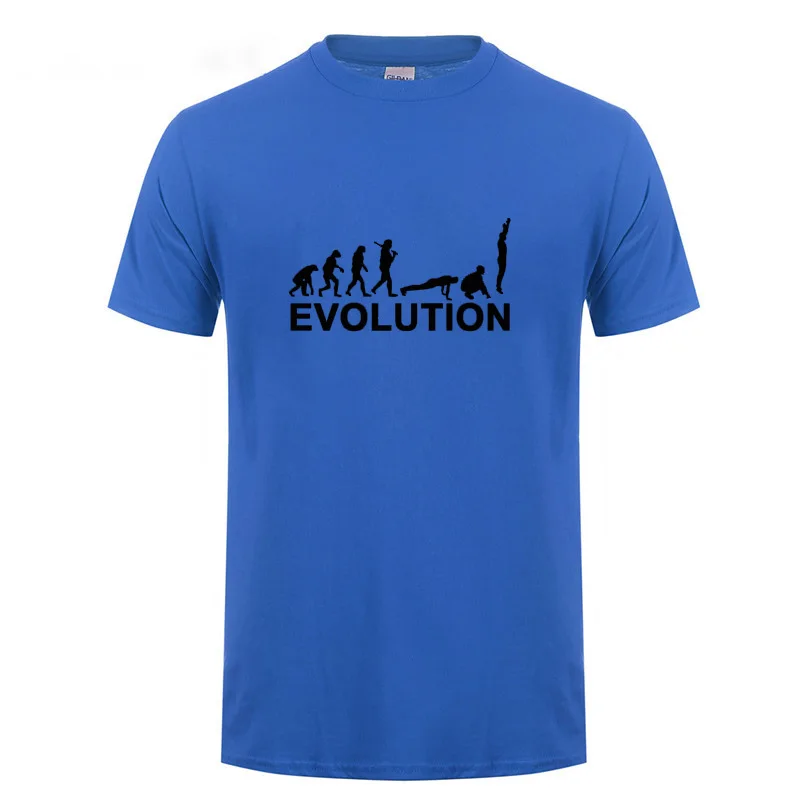 Эволюция Burpees инструктор Crossfit футболка смешной подарок на день рождения для Для мужчин Папа Отец мужа короткий рукав и круглым вырезом, хлопковая футболка - Цвет: Синий