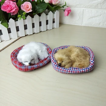 

Car Ornaments Plush Fur Simulation Sleeping Dog Automobiles Dashboard Decoration Toys Cute Furry Puppy Home Decor Accessories