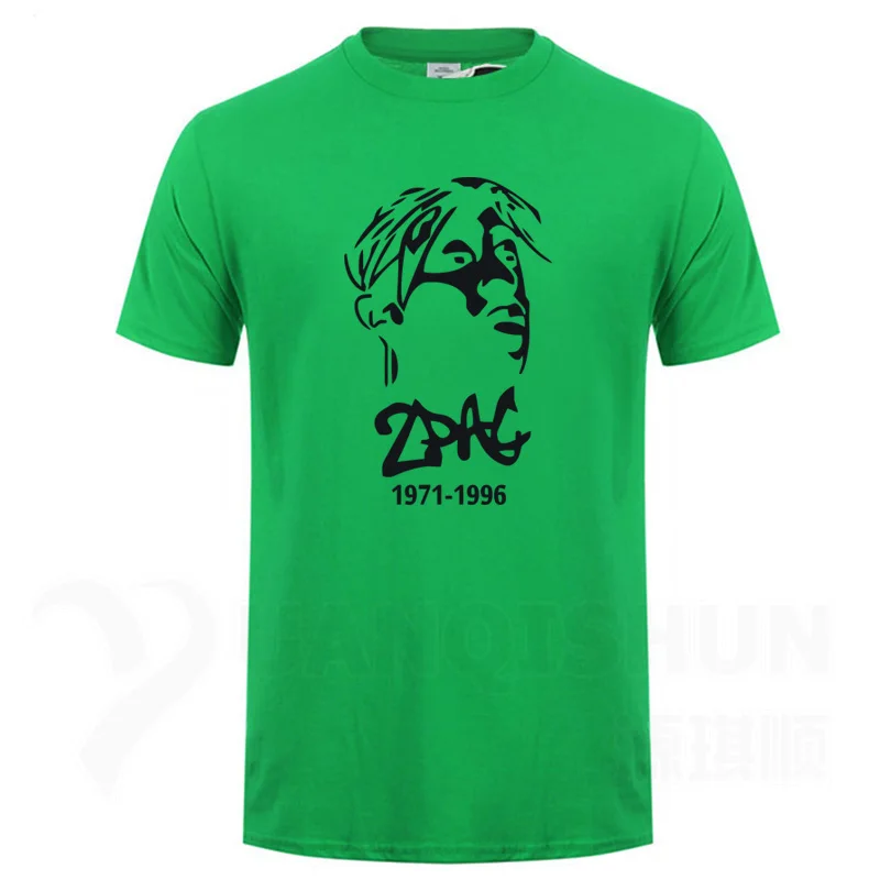Thug Life Tupac 2PAC знаменитости портрет футболка хип-хоп рэп рок Мужская футболка модная мужская футболка с круглым вырезом хлопковые топы футболки - Цвет: Green