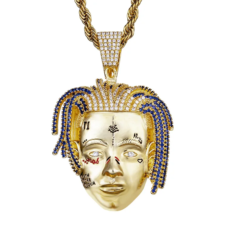 

Men Hip hop Personalized Rapper XXXTentacion Pendant Necklaces Cubic Zirconia Charms pendant necklace Hiphop Jewelry Women Gifts