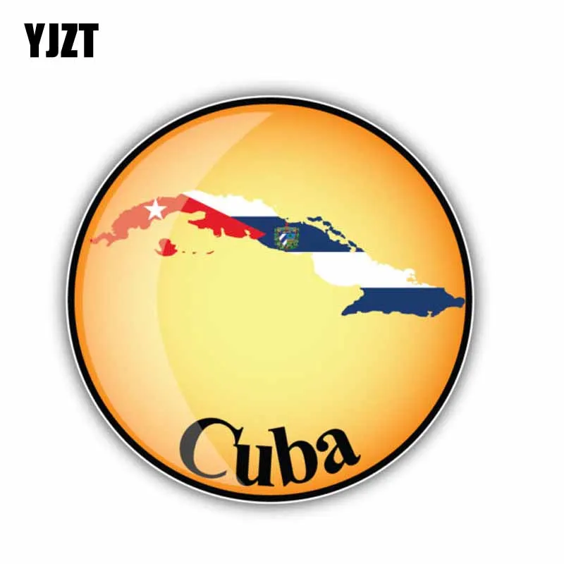

YJZT 12.7CM*12.7CM Funny Cuba Map Flag Round Car Sticker Creative Decal 6-1432