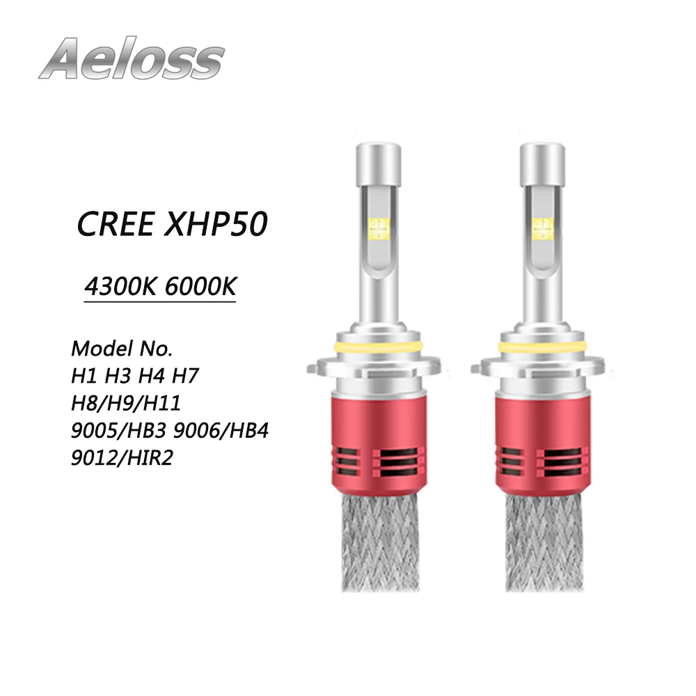 

2019 NEW arrival fanless XHP50 Chip Car Headlight Bulbs H1 H3 H4 H7 H8 H9 H11 9005 HB3 9006 HB4 9012 HIR2 6000K 4300k 24V 12V