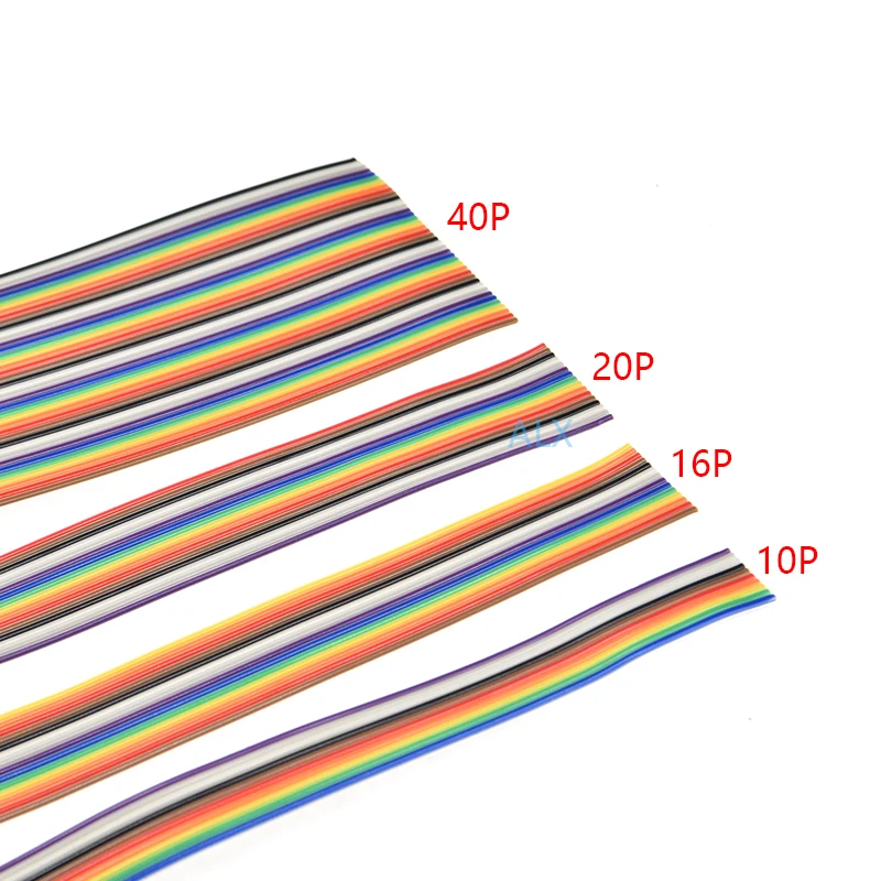 

1Meter 6P/10P/12P/14P/16P/20P/40P 1.27mm PITCH color Flat Ribbon Cable 6/8/10/16/20/40 Pin Rainbow WIRE for FC dupont Connector