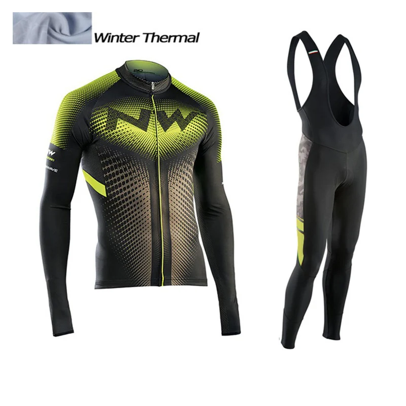 NW Winter Thermal Fleece Cycling Jersey Long Sleeve Jerseys Cycling Bib