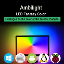 Ws2812 RGB USB Светодиодные ленты света HD ТВ монитор Настольный ПК Экран тыловая подсветка Ambilight ws2812b лента ленточная гирлянда 1 M ~ 5 м
