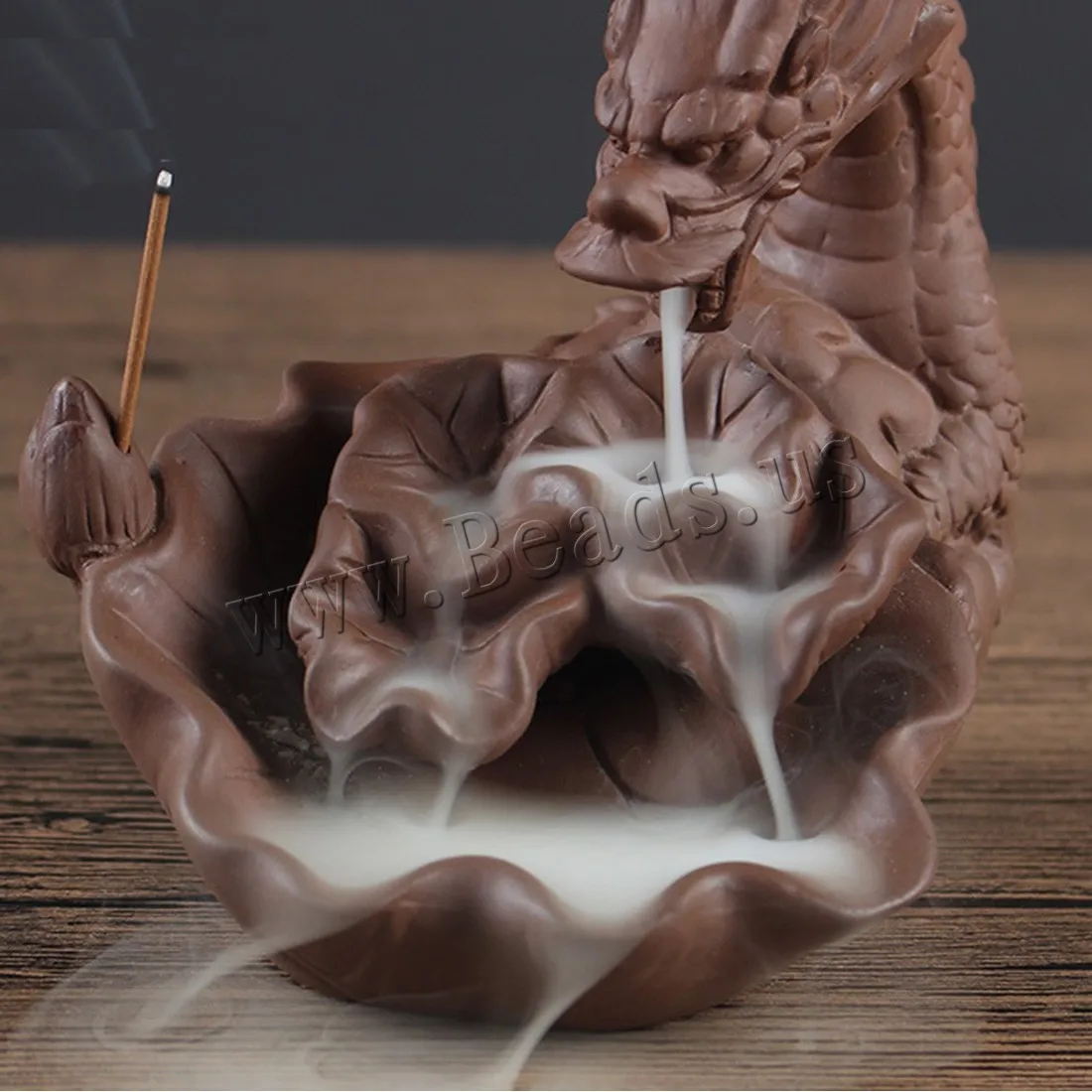 Traditional Chinese Dragon Incense Burner Smoke Waterfall Backflow Incense Burner Ceramic Incense Holder + 10pcs Incense Cones