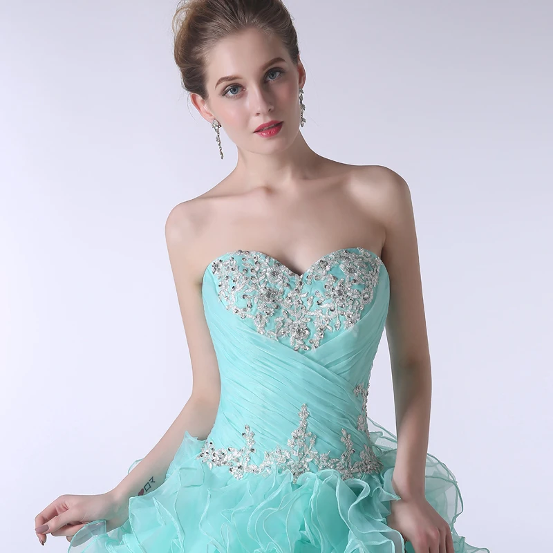 

Hot Turquoise Blue Quinceanera Dress 2018 Ball Gowns Sweetheart Off Shoulder Beaded Appliques Vestidos De 15 Anos Curto
