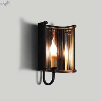 

American Retro creative industrial wall lamp iron mirror wall lights for living room bedroom bar corridor indoor lighting decor