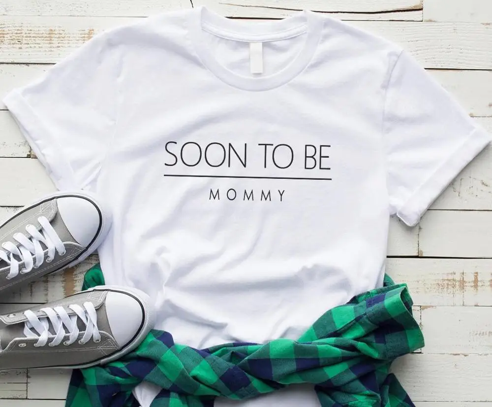 Белый Soon to be mommy future mom женская футболка хлопковая Повседневная забавная Футболка для леди Yong girl, топ, футболка, хипстер, Прямая поставка, S-250 - Цвет: Белый