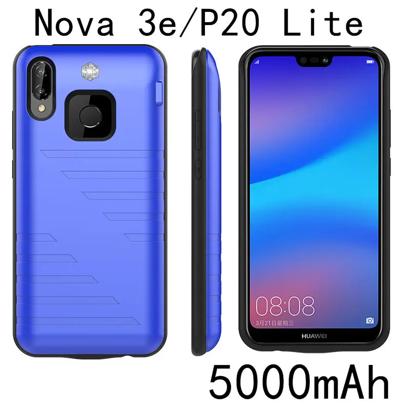 Ударопрочный чехол-батарея P20 для huawei Nova 3e P20 Lite, запасное зарядное устройство, чехол s для huawei P20 Pro, чехол для зарядки - Цвет: Nova3e-Blue