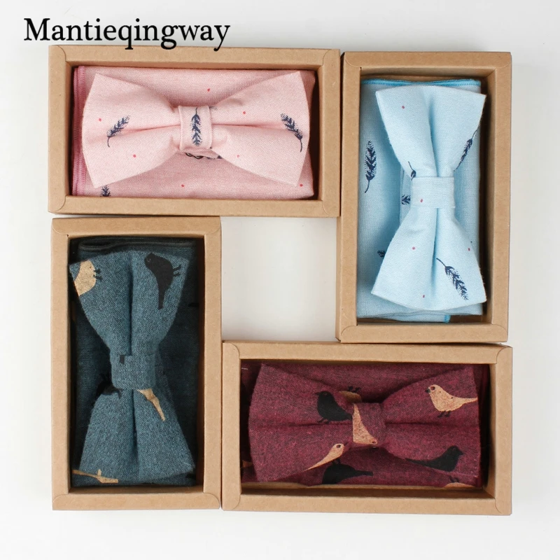 Mantieqingway модные хлопковые Свадебные Hanky + галстук бабочкой набор для мужчин Высокая качественный носовой платок шейный платок s интимные АК