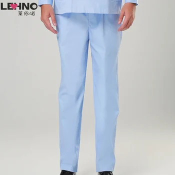 

Brands LEHNOMens' Doctors Pants Cotton White Elastic Waist Work Bottoms Thick Male Scrub Trousers Loose Pants white,blue