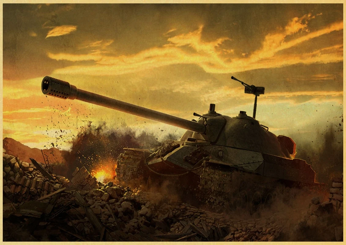 Винтажный бумажный постер World of Tanks настенная живопись украшение для дома 42x30 см - Фото №1