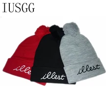Шапка унисекс с надписью Illest Gorros Bonnets зимняя шапка Skulies Beanie Женская вязанная шапка в стиле хип-хоп Toucas уличная шерстяная мужская шапка с помпоном