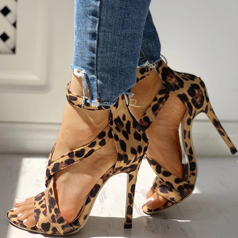 New Wild leopard print comfortable walking high heeled sandals summer shose women Sexy Night Club Pumps Shoe WomanHigh Heels photo