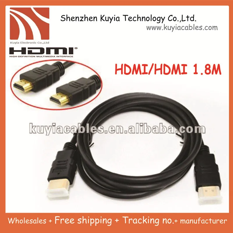 

KUYiA Free Shipping Gold-plated High Speed1.8M Premium 1.3 Gold HDMI Cord Cables 5.5 Ft for HDTV 1080P