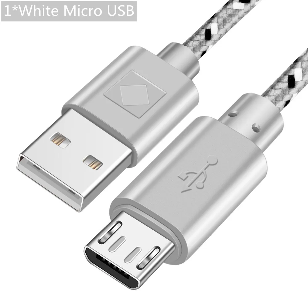 ROMICHW Micro USB кабель для быстрой зарядки USB кабель для передачи данных для samsung huawei Xiaomi LG sony Android мобильный телефон usb зарядный шнур - Цвет: White For Micro USB