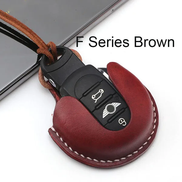 Чехол-сумка для ключей от автомобиля из натуральной кожи, защитный чехол для BMW Mini Cooper JCW One S Countryman, аксессуары для стайлинга автомобилей - Название цвета: F Series Brown