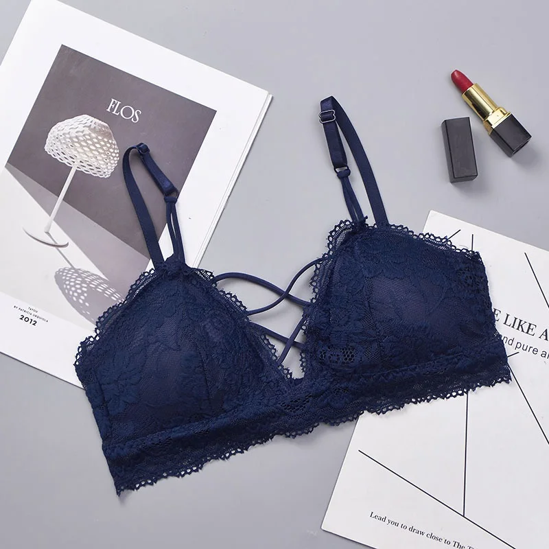 

Women's Sexy Crop Tops Lace Bra Floral Padded Bralette Bralet Sexy Bra Cross Underwear