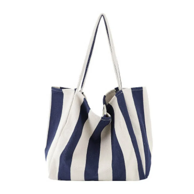 

2019 Handbag Solid Color Large Capacity Shoulder Bag Luxury Brand Ladies Canvas Bag Stripe Pattern Tote Bags Bolsas feminina