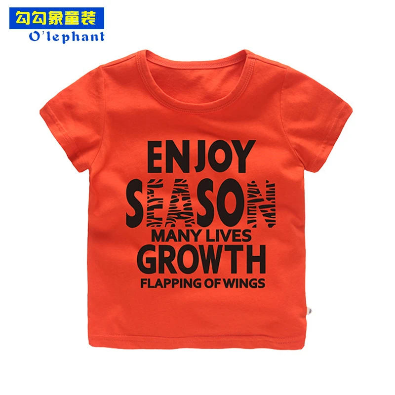 

O'lephant 2019 Summer cotton boy and girls' short sleeves tees letter print baby 3-7T joker T-shirt children unisex new tops