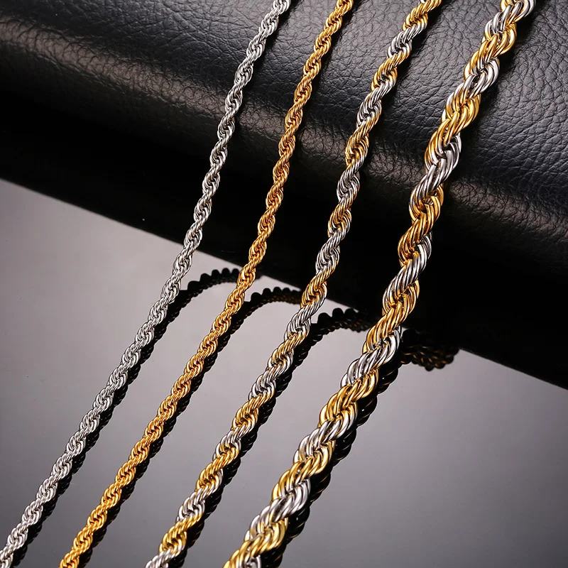 Мужская Веревка Цепи ожерелье мужские ювелирные изделия из нержавеющей стали