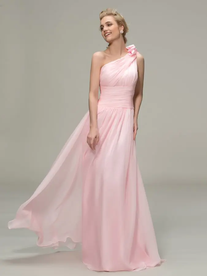 

vestidos de festa Simple One Shoulder Bridesmaid Dress 2020 Wedding Guest Pink Long Bridesmaid Dress for Prom Party Gowns