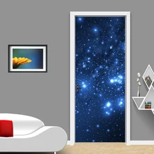 Современные 3D стереоскопический эффект звездное небо Настенные обои для гостиной спальни двери украшения Настенная живопись ПВХ наклейки водонепроницаемые