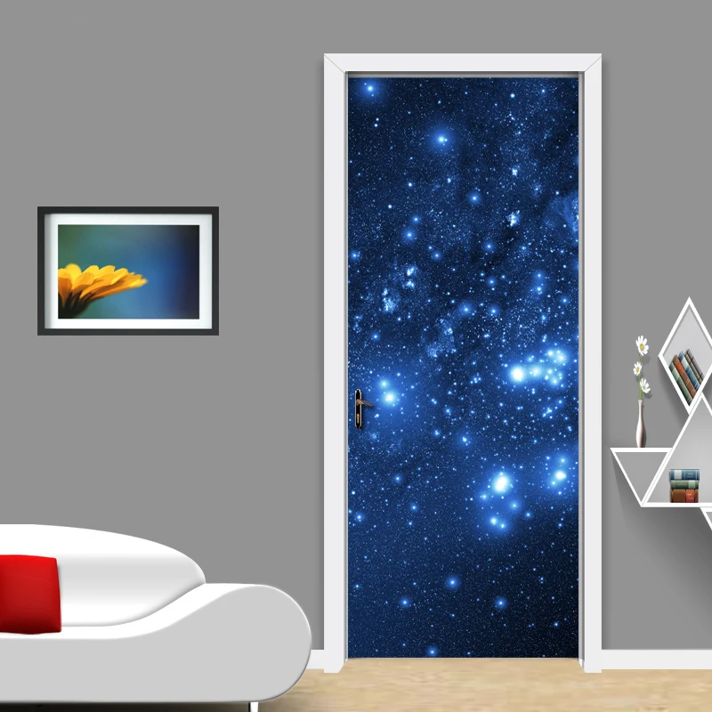 Papel de Parede com Efeito Estereoscópico Moderno em 3d Estrela Céu Mural Sala de Estar Quarto Porta Decoração Parede Adesivos de Pvc à Prova Dágua