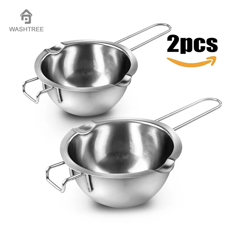 2Pcs Stainless Steel Chocolate Melting Pot Double Boiler Milk Bowl with
