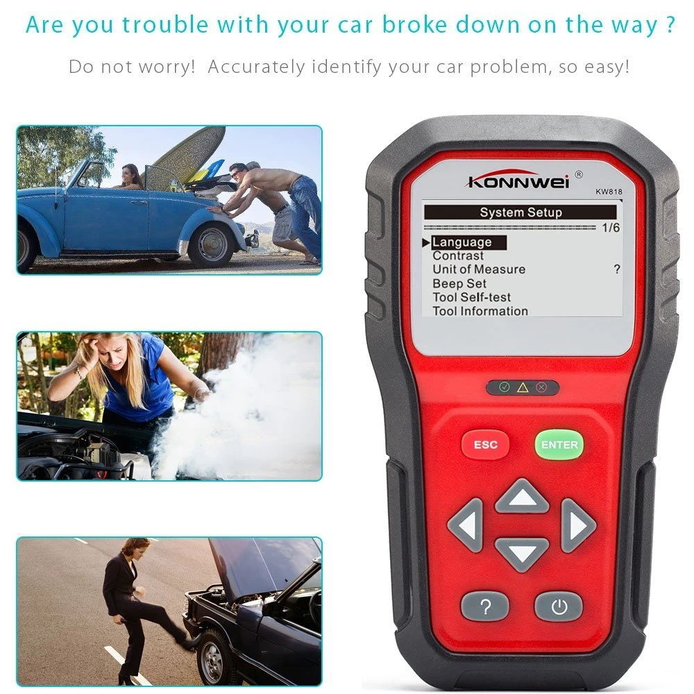 Scanners Auto Diagnostic Scanner OBD2 Diagnostic Tool KW818 MultiLanguage Scanner Code Reader