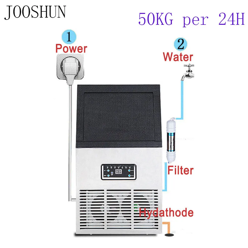 40/50/60 кг за 24 часа в сутки столешница Машина льда делая автоматический кубический Ледогенератор льдогенератор для коммерческого использования 220V или 110V - Цвет: 50KG Water pipe type