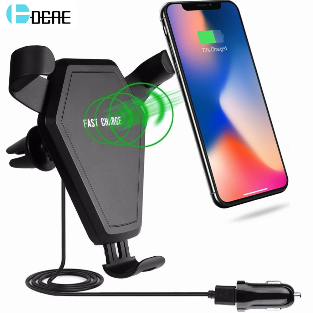 DCAE Qi Wireless Car Charger For iPhone XS Max XR X 8 Plus 10W Quick Charge Fast Wireless Charging Car Holder For Samsung S9 S8