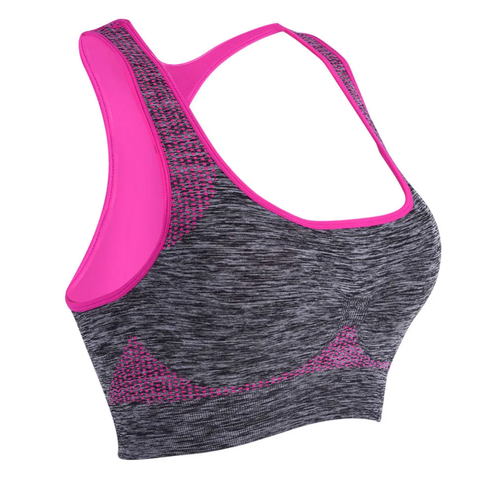 

Breathable Top Womens Sport Bra Fitness Yoga Running Vest Padded Crop Tops Elastic No Wire-rim Bras Female yoga bra inner Pocket