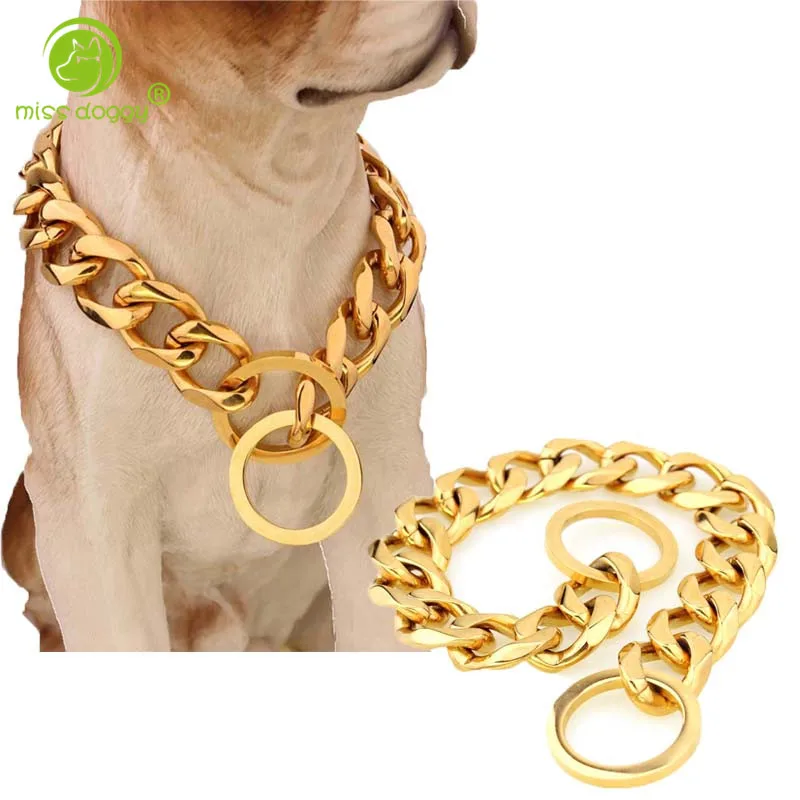 Dog Chain Necklace Rose Gold Dog Chain Collar Walking Metal Chain Collar with Metal Buckle and Tag 19MM Strong Heavy Duty Chew Proof for Medium Large Dogs Size : 10inch 