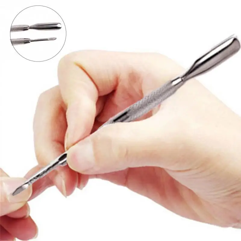 

2 Sides Stainless Steel Nail Cuticle Pusher Spoon Manicure Pedicure Remove Nail Art Tips Silver Color