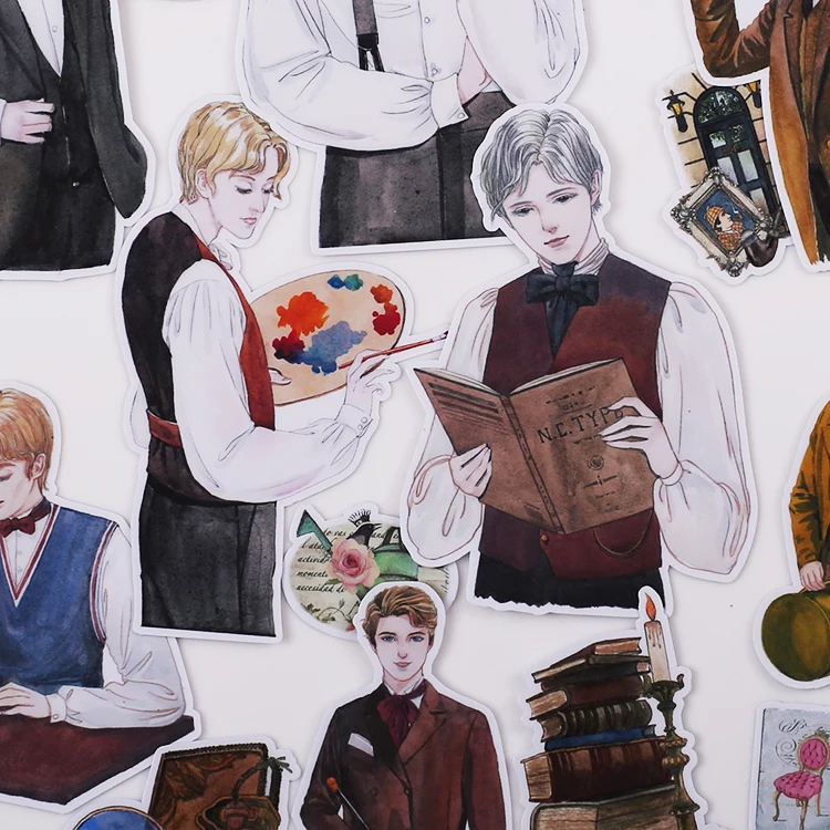

40 pcs European retro boys literature Gentleman prince stationery sticker diy ablum diary scrapbooking label sticker stationery