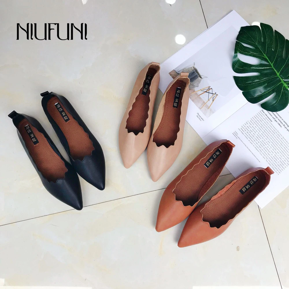 

NIUFUNI Women Ballet Flats Super Soft and Comfort Flat Shallow Mouth Pointed Toe Shoes Women Single Shoes Slip On Casual Flats