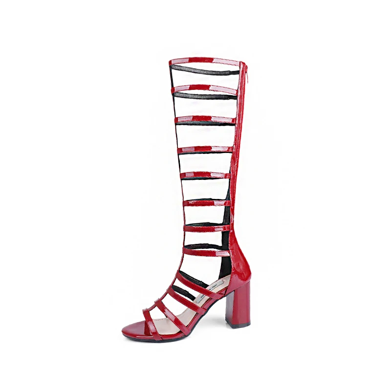 WETKISS Gladiator Knee High Women Boots Open Toe Square Heels Pu Footwear Zipper 2019 Fashion High Heels Summer Ladies Shoes WETKISS Gladiator Knee High Women Boots Open Toe Square Heels Pu Footwear Zipper 2019 Fashion High Heels Summer Ladies Shoes